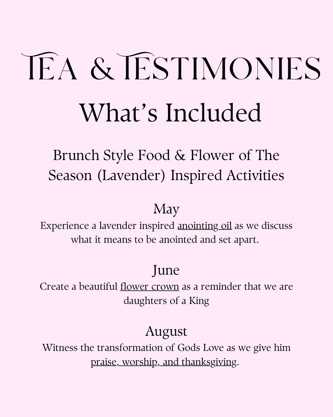 Tea & Testimonies